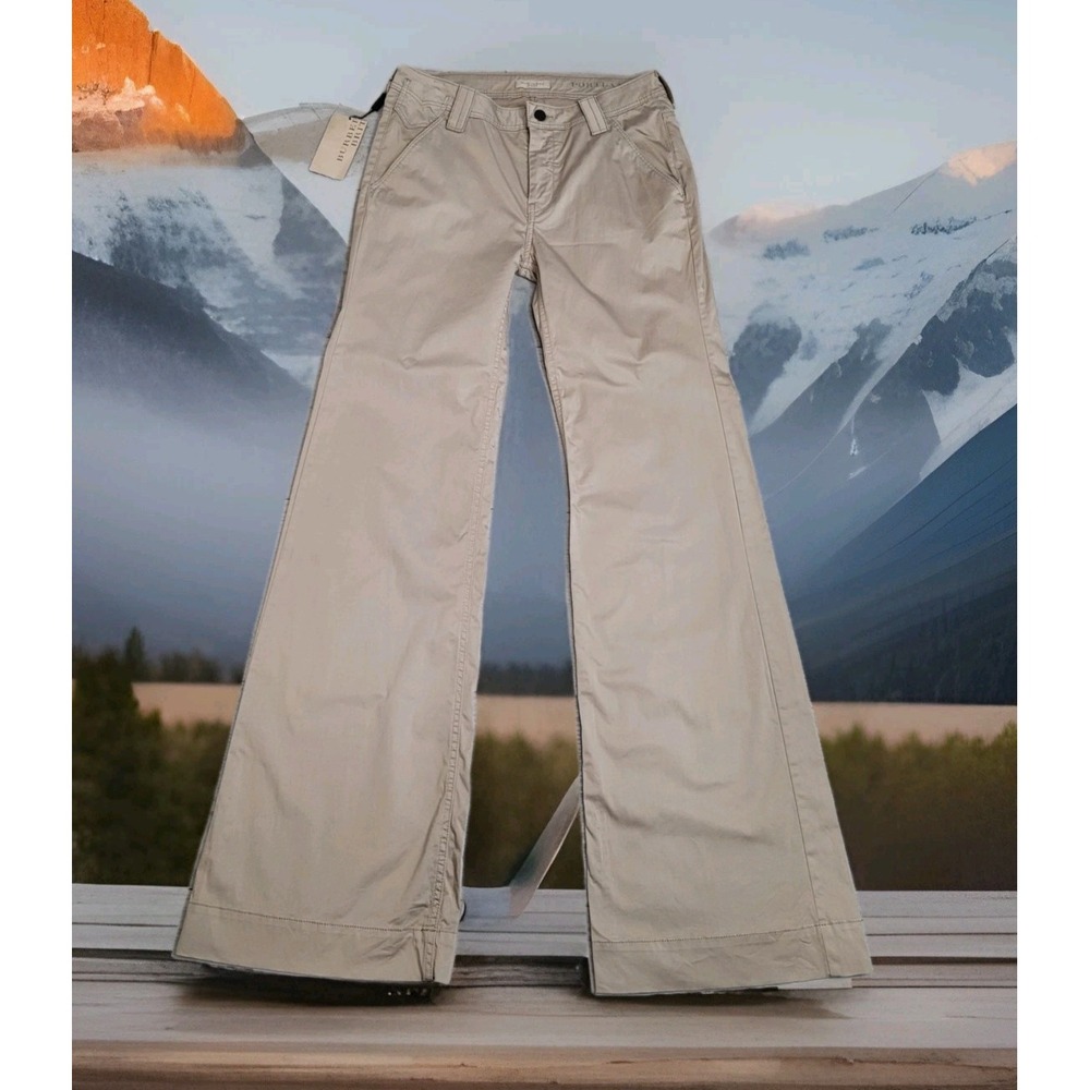 🌸NWT Burberry Brit Pants Womens 31 Portland Flare Chino Trousers Beige Lux Boho